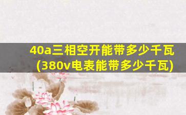 40a三相空开能带多少千瓦(380v电表能带多少千瓦)