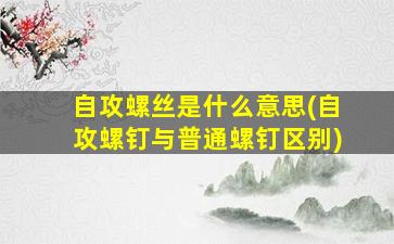 自攻螺丝是什么意思(自攻螺钉与普通螺钉区别)