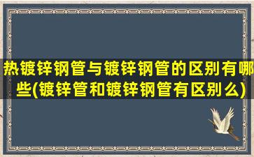 热镀锌钢管与镀锌钢管的区别有哪些(镀锌管和镀锌钢管有区别么)