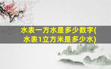 水表一方水是多少数字(水表1立方米是多少水)