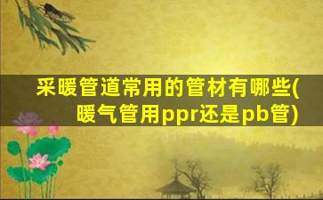 采暖管道常用的管材有哪些(暖气管用ppr还是pb管)