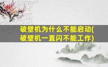 破壁机为什么不能启动(破壁机一直闪不能工作)