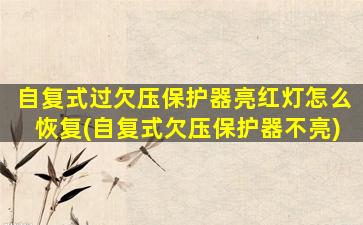 自复式过欠压保护器亮红灯怎么恢复(自复式欠压保护器不亮)
