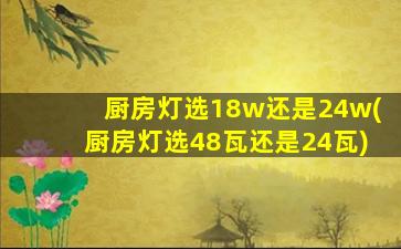 厨房灯选18w还是24w(厨房灯选48瓦还是24瓦)