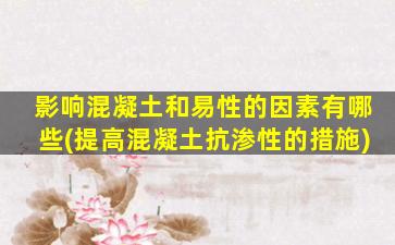 影响混凝土和易性的因素有哪些(提高混凝土抗渗性的措施)