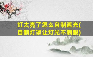 灯太亮了怎么自制遮光(自制灯罩让灯光不刺眼)