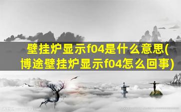 壁挂炉显示f04是什么意思(博途壁挂炉显示f04怎么回事)