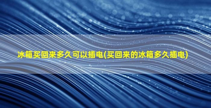 冰箱买回来多久可以插电(买回来的冰箱多久插电)