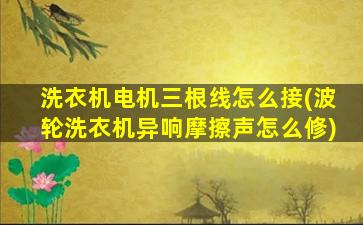 洗衣机电机三根线怎么接(波轮洗衣机异响摩擦声怎么修)