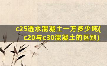 c25透水混凝土一方多少吨(c20与c30混凝土的区别)