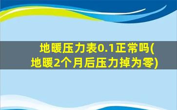 地暖压力表0.1正常吗(地暖2个月后压力掉为零)
