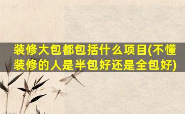 装修大包都包括什么项目(不懂装修的人是半包好还是全包好)