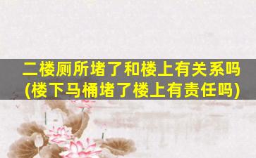 二楼厕所堵了和楼上有关系吗(楼下马桶堵了楼上有责任吗)