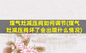 煤气灶减压阀如何调节(煤气灶减压阀坏了会出现什么情况)