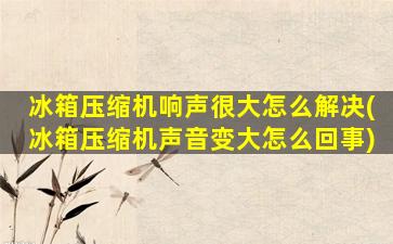 冰箱压缩机响声很大怎么解决(冰箱压缩机声音变大怎么回事)