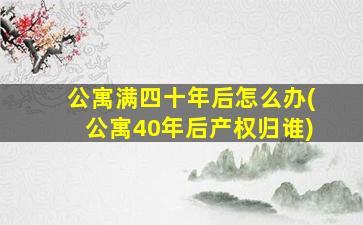 公寓满四十年后怎么办(公寓40年后产权归谁)