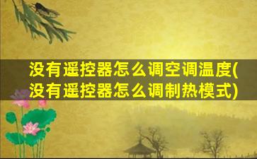 没有遥控器怎么调空调温度(没有遥控器怎么调制热模式)
