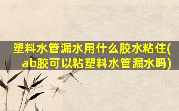 塑料水管漏水用什么胶水粘住(ab胶可以粘塑料水管漏水吗)
