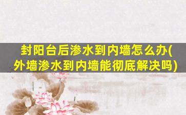 封阳台后渗水到内墙怎么办(外墙渗水到内墙能彻底解决吗)