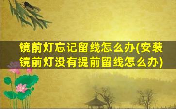 镜前灯忘记留线怎么办(安装镜前灯没有提前留线怎么办)