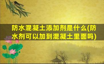 防水混凝土添加剂是什么(防水剂可以加到混凝土里面吗)