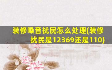 装修噪音扰民怎么处理(装修扰民是12369还是110)