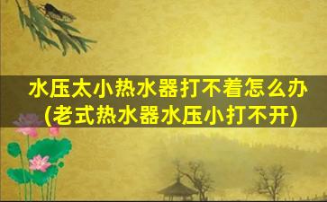 水压太小热水器打不着怎么办(老式热水器水压小打不开)