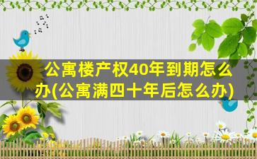 公寓楼产权40年到期怎么办(公寓满四十年后怎么办)