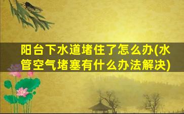 阳台下水道堵住了怎么办(水管空气堵塞有什么办法解决)