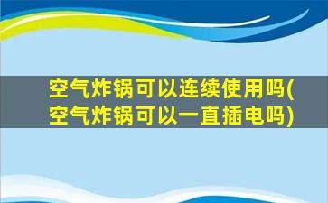 空气炸锅可以连续使用吗(空气炸锅可以一直插电吗)