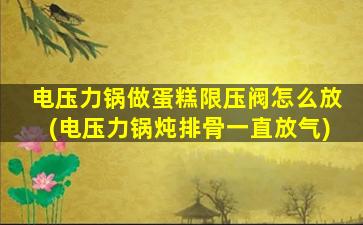 电压力锅做蛋糕限压阀怎么放(电压力锅炖排骨一直放气)