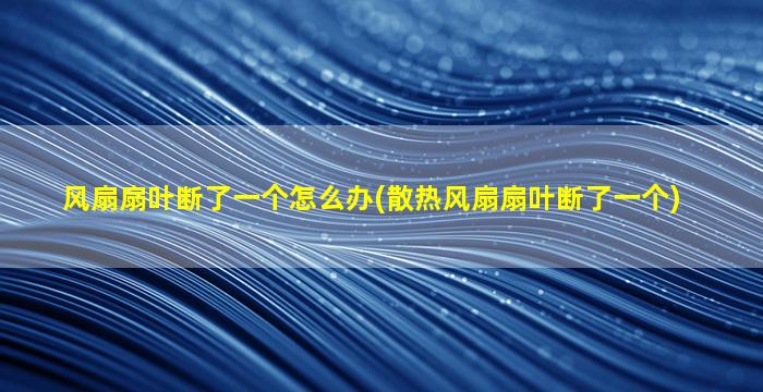 风扇扇叶断了一个怎么办(散热风扇扇叶断了一个)