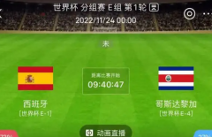 2022世界杯西班牙VS哥斯达黎加什么时候开始？11月24日（零点开始）