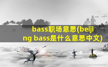 bass职场意思(beijing bass是什么意思中文)