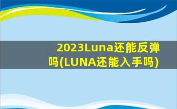 2023Luna还能反弹吗(LUNA还能入手吗)