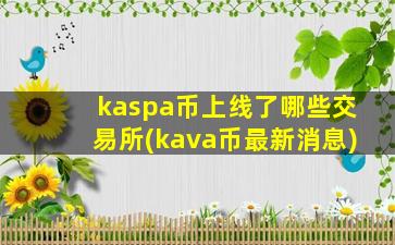 kaspa币上线了哪些交易所(kava币最新消息)
